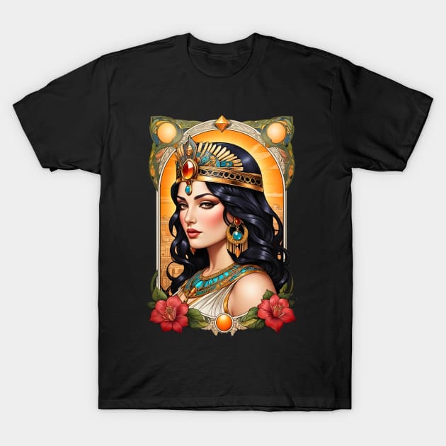 Cleopatra Queen of Egypt retro vintage floral design T-Shirt by Neon City Bazaar